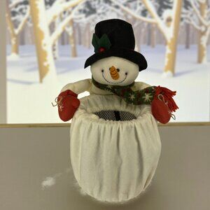 SNOWMAN BIN COVER -- Festive Felt Cover for Trashcan, Small, Pulls On, Christmas